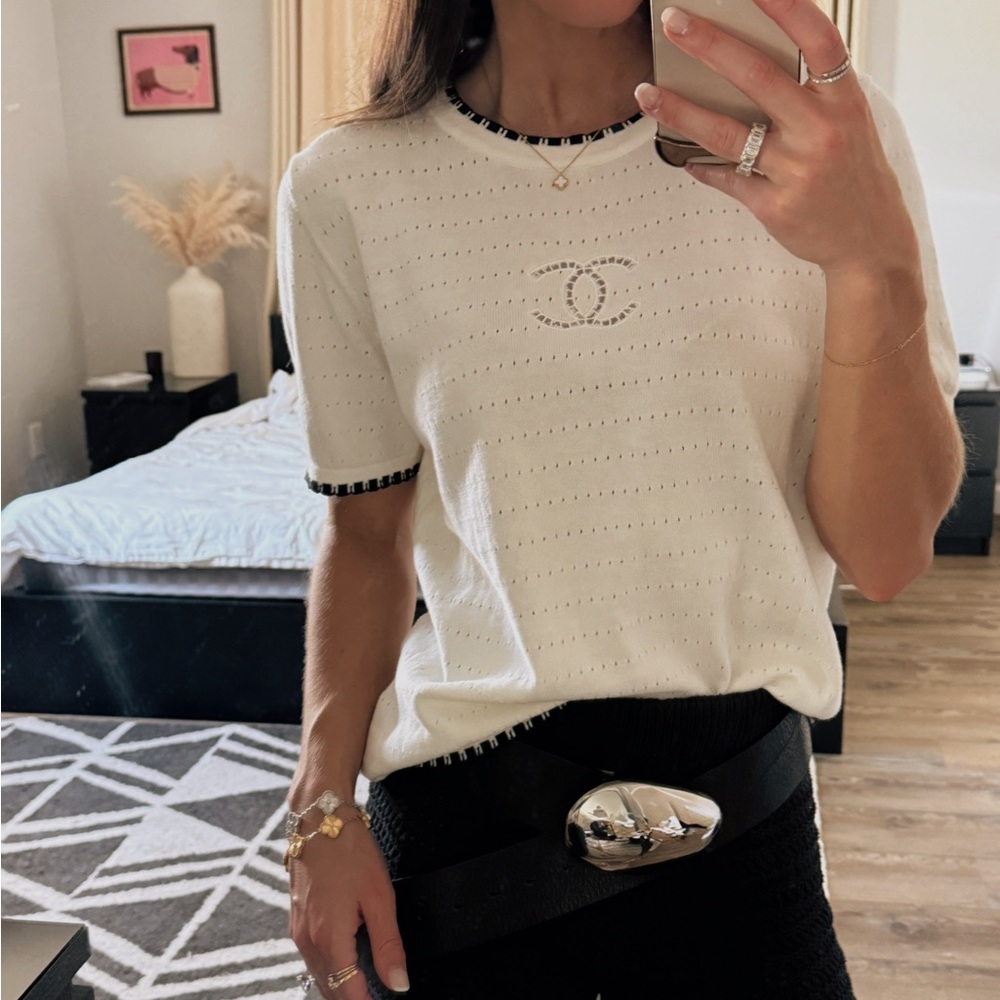 Chanel White Knit T-Shirt